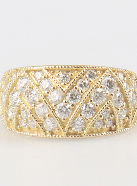 【自营】中古95新V纹群镶钻石戒指