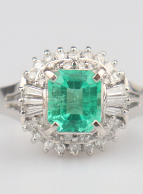 【自营】BRAND OFF中古95新祖母绿钻石戒指铂金90050号