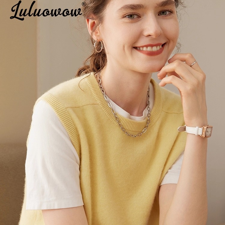 鄂尔多斯市100纯山羊绒背心马甲女2025冬外穿针织打底衫毛衣坎肩 - 图1