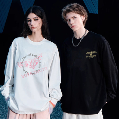 拍4件！BOYROMOTO复古情侣圆领卫衣