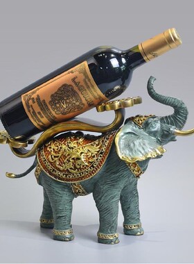 全铜酒架大象创意中式高档红酒架家居客厅酒柜书房装饰品