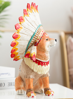 创意房间布置印第安狗摆设客厅酒柜卧室家居个性装饰桌面饰品