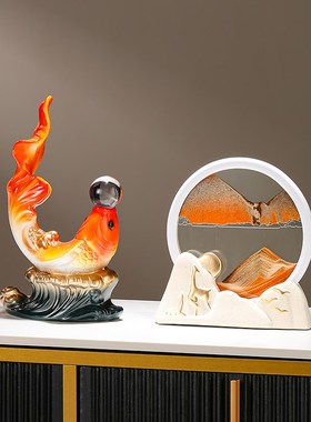 陶瓷年年有余鱼摆件客厅招财装饰品酒柜电视柜玄关柜乔迁搬家礼物