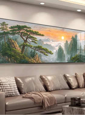 亿笔一画《迎客松》现代简约沙发背景墙装饰客厅挂画寓意好壁画