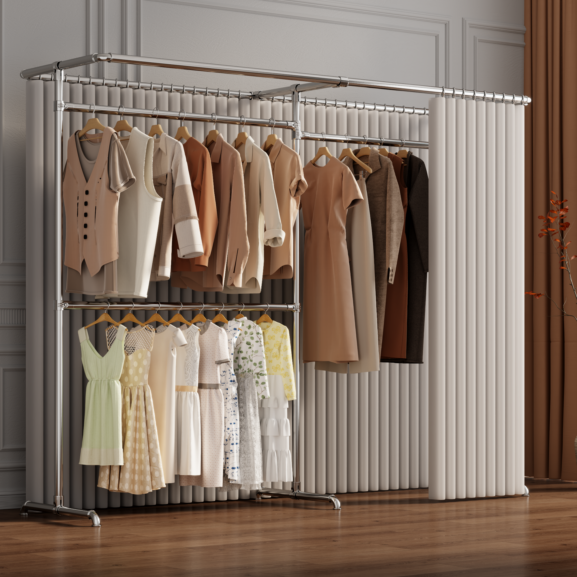 镀锌钢落地衣架家用卧室挂衣架顶天立地收纳杆简易衣柜衣物收纳架,淘宝优惠券,粉丝福利购,淘宝优惠卷