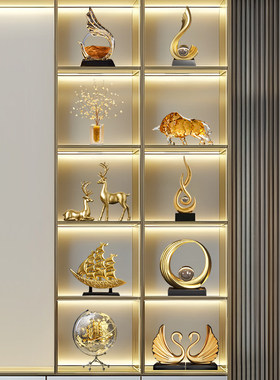 电视柜摆件装饰轻奢高档客厅酒柜玻璃柜子高端大气上档次高级感
