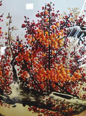梅花内画水晶琉璃球手绘玻璃艺术品摆件新房装饰品开业商务礼物品