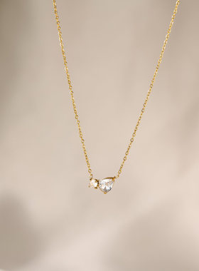 新款简约钛钢水滴锆石项链女圆钻不掉色18k金小众设计几何锁骨链