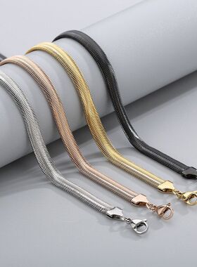 欧美潮流大气扁形蛇骨链