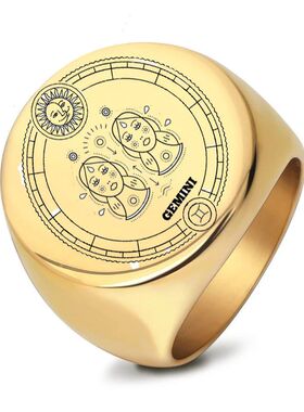 不锈钢激光雕刻十二星座戒指