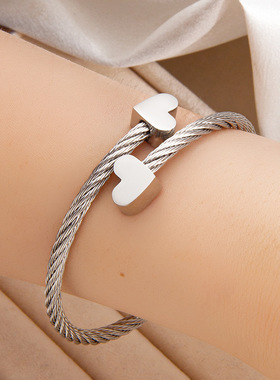 欧美时尚简约钛钢镀18k金手镯