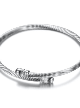 欧美时尚简约三色18K金钛钢手镯