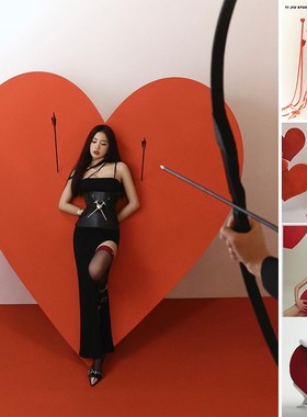 红色爱心kt板网红拍照道具写真影楼打卡点装饰布置店铺背景墙陈列