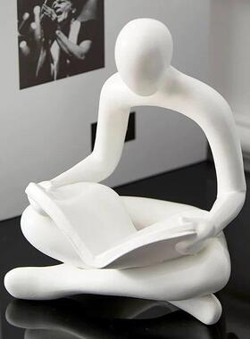 抽象看书读书坐姿人物艺术摆件家居书房书架办公室桌面装饰品摆设