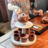 Tea set storage box rotating with cover dustproof transparent coffee table tea table storage teacup teapot draining storage rack