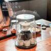 Tea set storage box rotating with cover dustproof transparent coffee table tea table storage teacup teapot draining storage rack