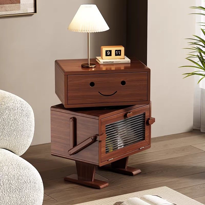 中古床头柜矮斗实木柜卧室带灯客厅家用创意边柜机器人儿童床边柜,淘宝优惠券,粉丝福利购,淘宝优惠卷