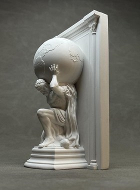 大力神举地球人物雕塑石膏像扩香石书架书靠艺Q术桌面酒柜装饰摆