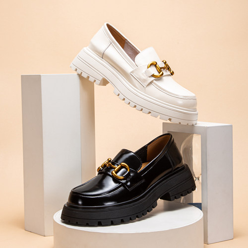 CN1B5671-CHCH2023新款乐福鞋牛皮厚底增高英伦百搭女鞋平衡鞋 - 图1