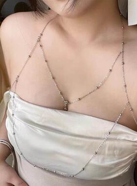 胸链身体链大码加长延长链条胖mm项链配饰品钛钢不掉色性感高级女