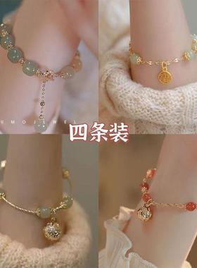 儿童玉兔手錬女童好运兔子本命年手镯红色兔年首饰送女孩生日礼物