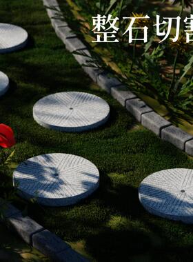 圆盘园林铺路石庭院装磨盘饰定制户外铺装造景石磨中式石雕石头