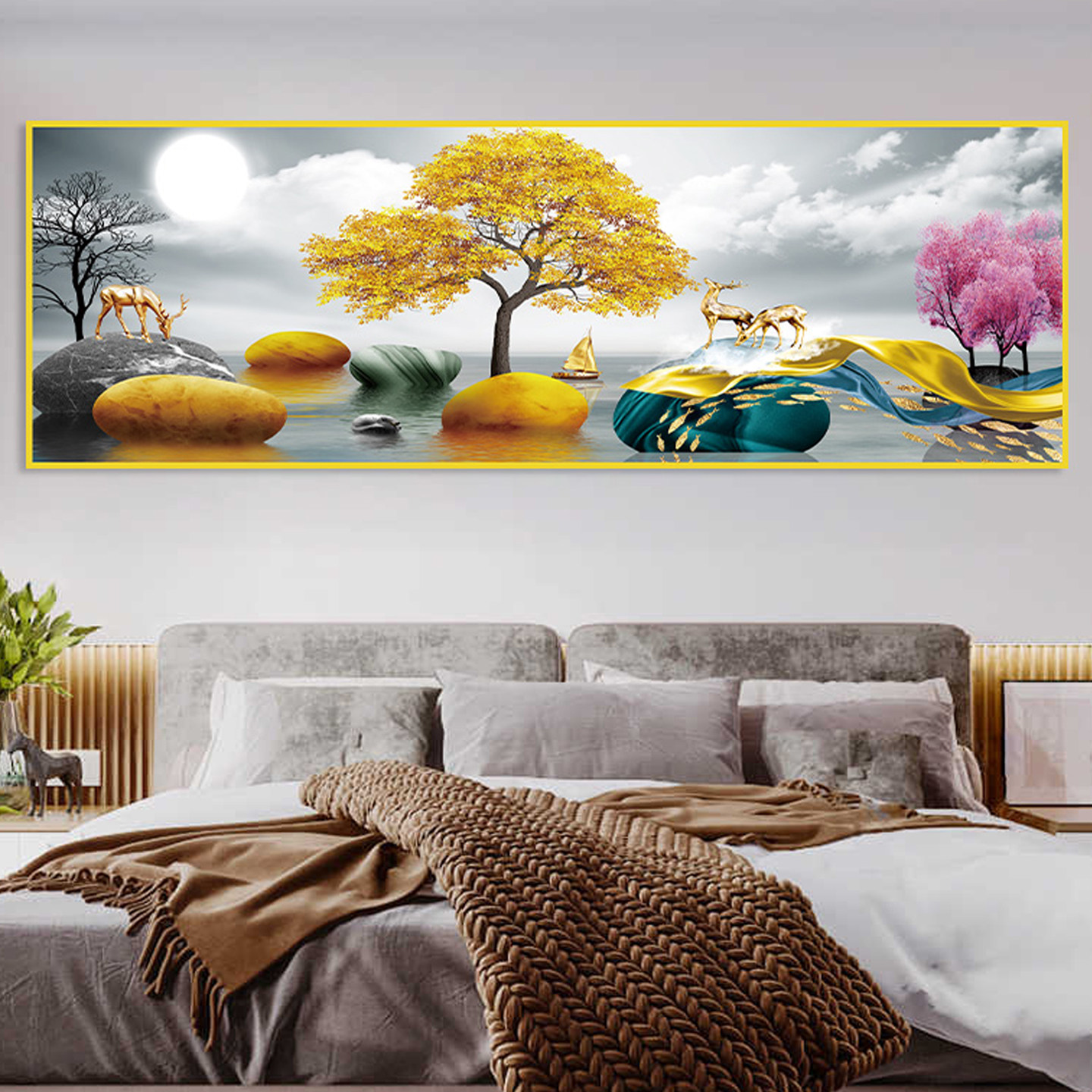 卧室床头装饰画背靠金山贴画酒店宾馆民宿房间壁画客厅墙贴纸挂画,淘宝优惠券,粉丝福利购,淘宝优惠卷