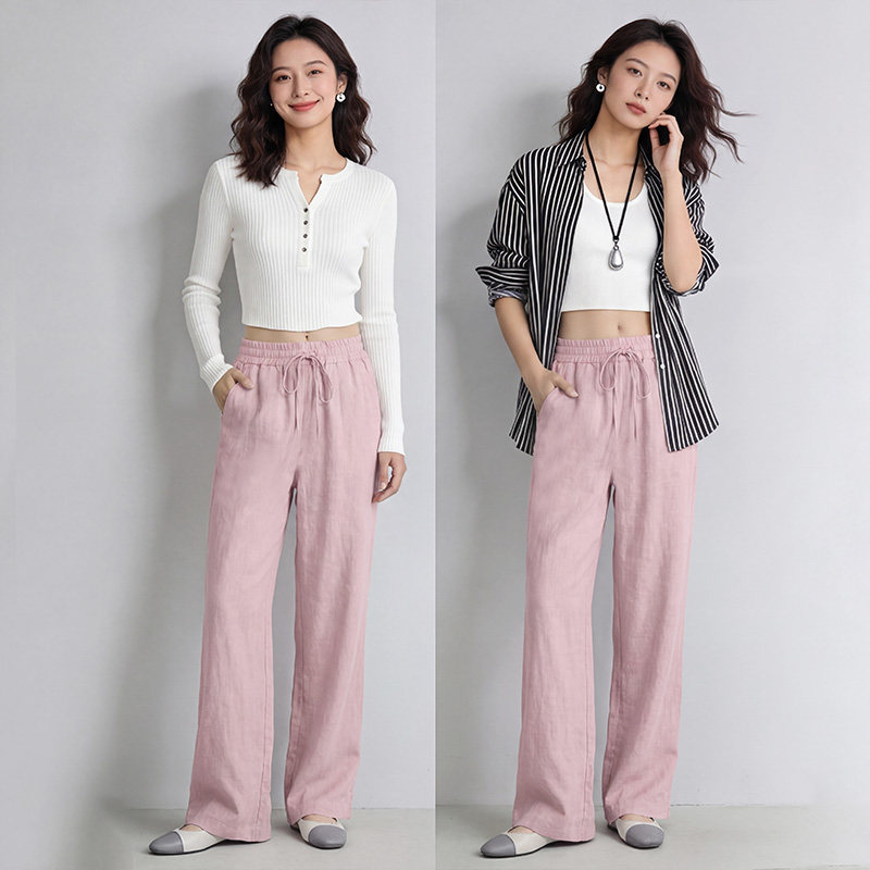 阿仕顿2026春夏亚麻轻熟风百搭显瘦休闲裤女