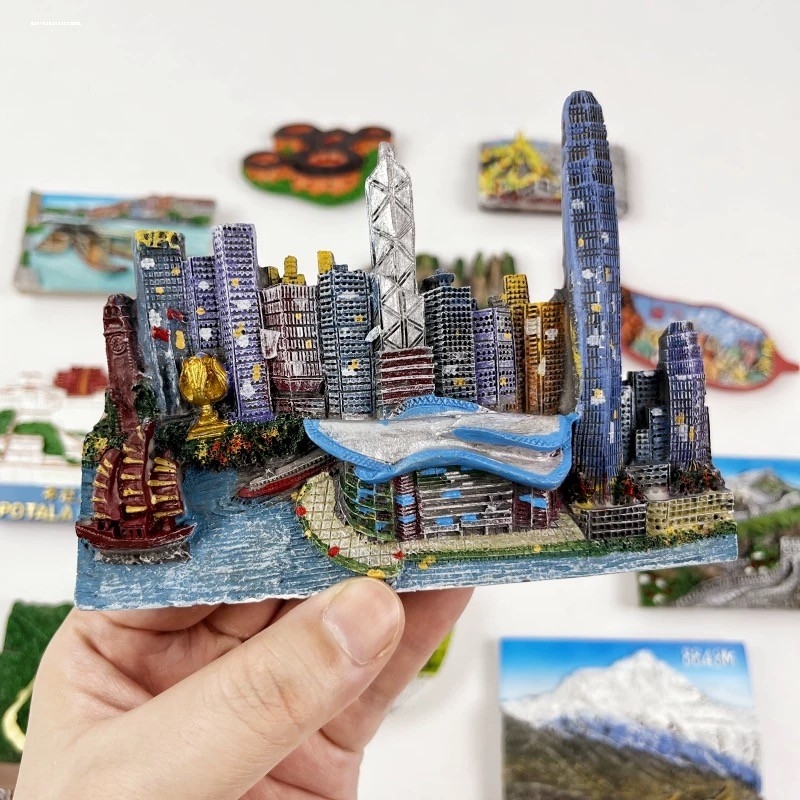 香港创意旅游维多利亚港会展中心立体建筑树脂工艺品磁性贴冰箱贴 - 图3