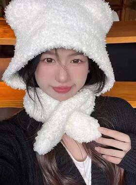 韩版小熊帽秋冬保暖毛线帽