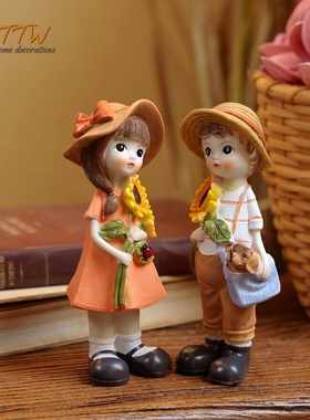 田园乡村太阳帽可爱向日葵u花园情侣装饰家居饰品橱窗餐厅摆件礼