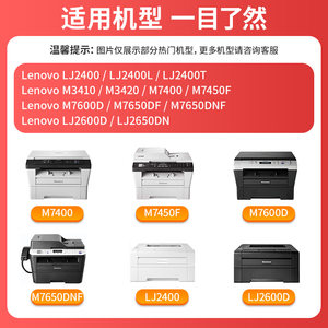 兮夜适用联想M7400碳粉M7450F M7650DNF墨粉LJ2400L LJ2600D LJ2650DN M7600D LT2441激光打印一体机通用碳粉