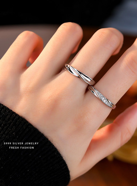 共渡爱河s925银情侣戒指