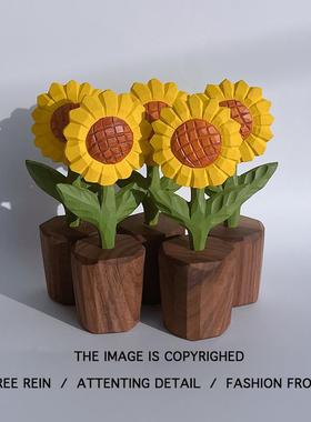 你永远是我的阳光！向日葵木雕摆件治愈系桌面装饰生日礼物教师节