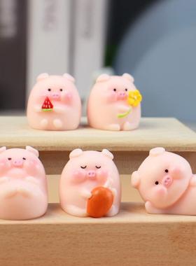 小猪摆件办公室桌面电脑屏幕趴趴显示器摆件工位装饰品车内女礼物