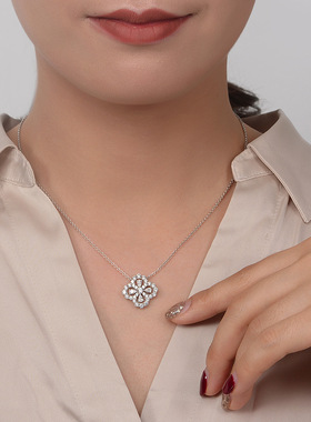 NY镶满钻四叶草小众轻奢锁骨项链