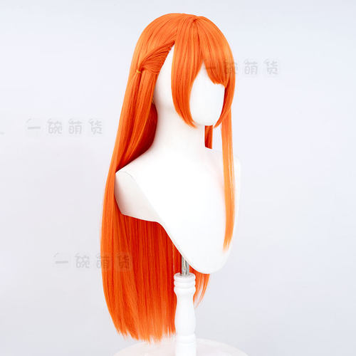 神乐cosplay假发银魂 发饰发包成年长发仿真中分头皮橘色 - 图0