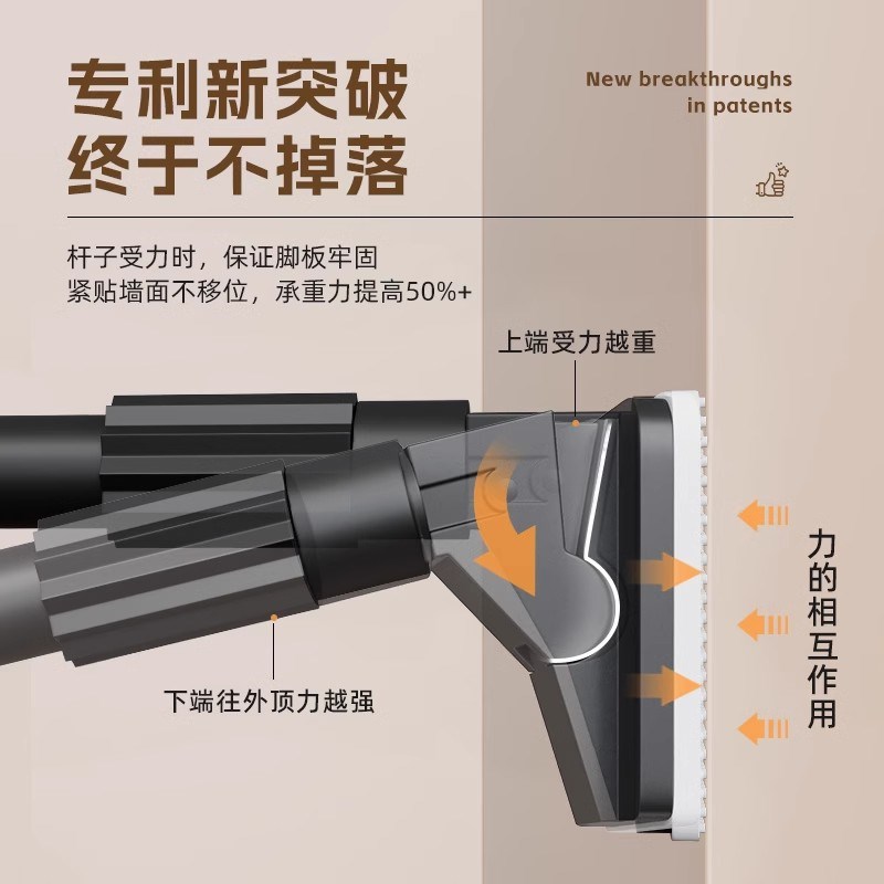 晾衣杆一根可伸缩免打孔固定式升缩杆室内不锈钢阳台晒衣杆晾衣架 - 图0