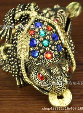 黄铜金蟾摆件招米客厅书房办公室纯铜创意工艺品咬钱吸金小铜器