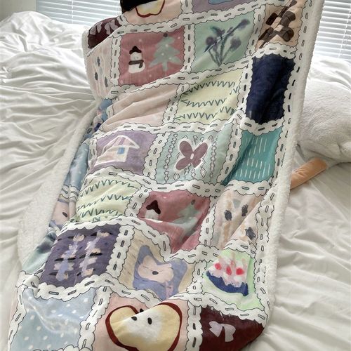 No!why shop歪店 Fun加长版法兰绒羊羔绒双层加厚毛毯午睡毯 - 图0