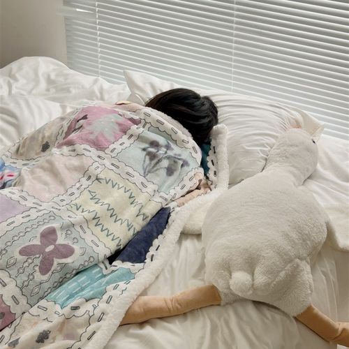 No!why shop歪店 Fun加长版法兰绒羊羔绒双层加厚毛毯午睡毯 - 图3