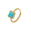 Genuine natural turquoise square ring for women, high-end