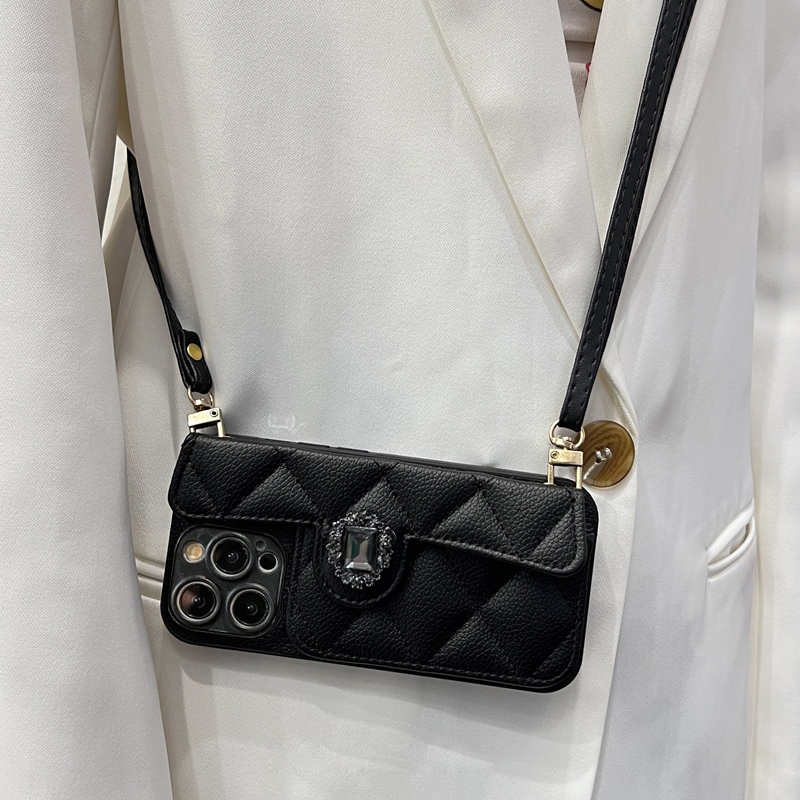 适用三星S24Ultra手机壳S23小香风S22+春夏插卡S21FE手提包A55斜跨a34防摔A60s挂脖a25菱格a35全包S20女镶钻 - 图0