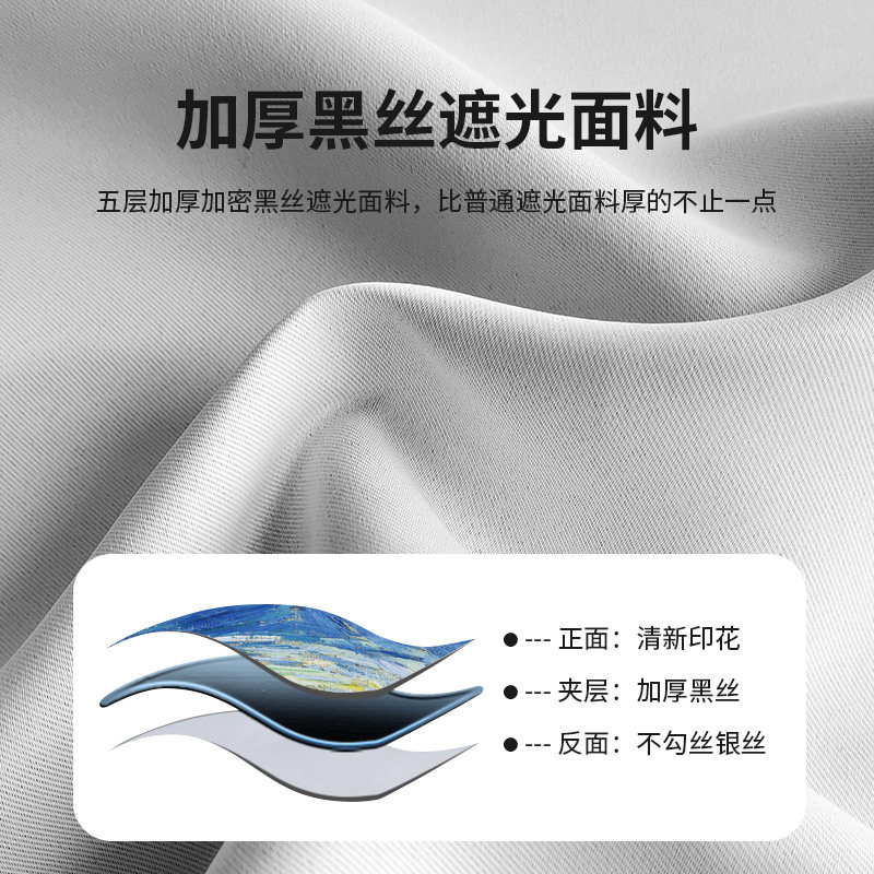 魔术贴全遮光窗帘布免打孔安装卧室粘贴式简易P安装自粘2023新款 - 图2
