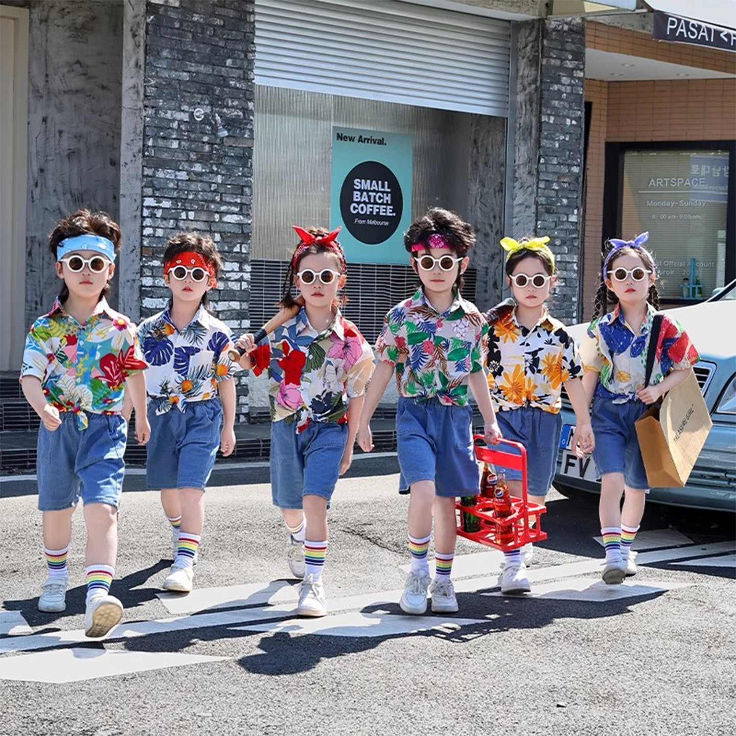 儿童港风演出服男童花衬衫小学生啦啦队幼儿园毕业照舞蹈表演服装,淘宝优惠券,粉丝福利购,淘宝优惠卷