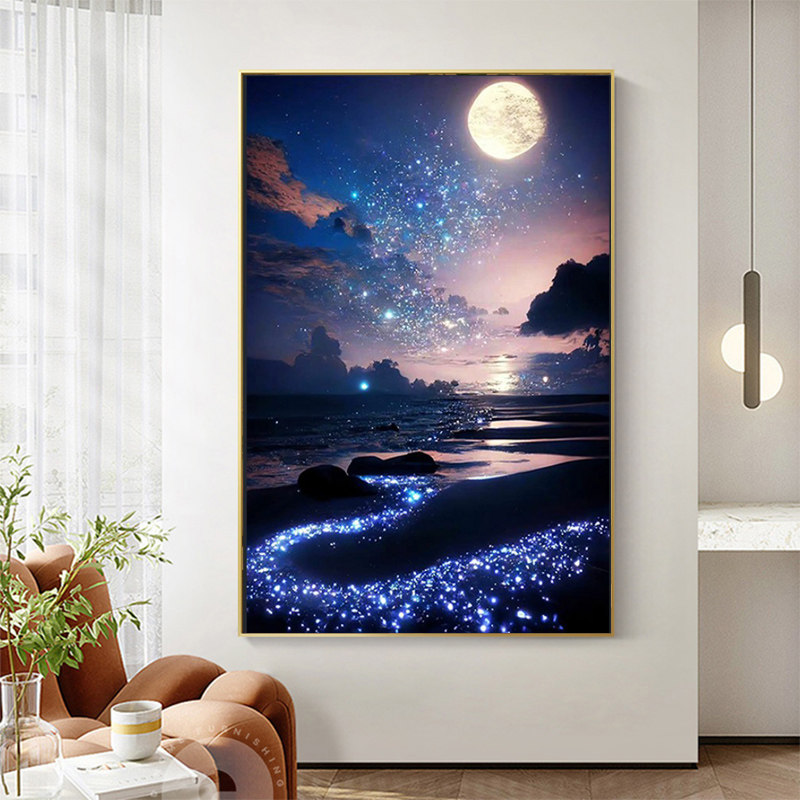 星空海边钻石画0卧室钻石贴十字绣唯美风景钻石画满钻手工,淘宝优惠券,粉丝福利购,淘宝优惠卷