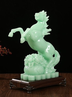 玉石马到成功招财玄关电视柜老板领导室桌书房装饰品