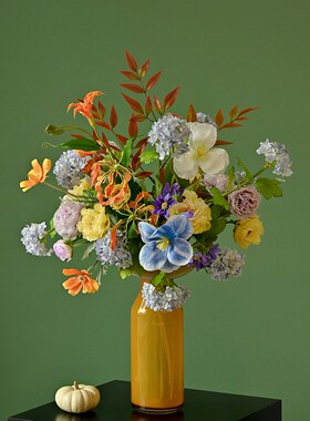 多巴胺蓝按仿真花花束花艺手捧花绢花插花家居品摆设