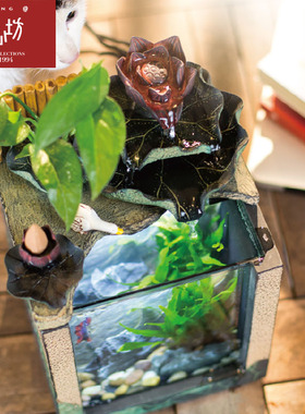 匠心坊景观小鱼缸桌面流水摆B件办公室迷你造景客厅创意家居