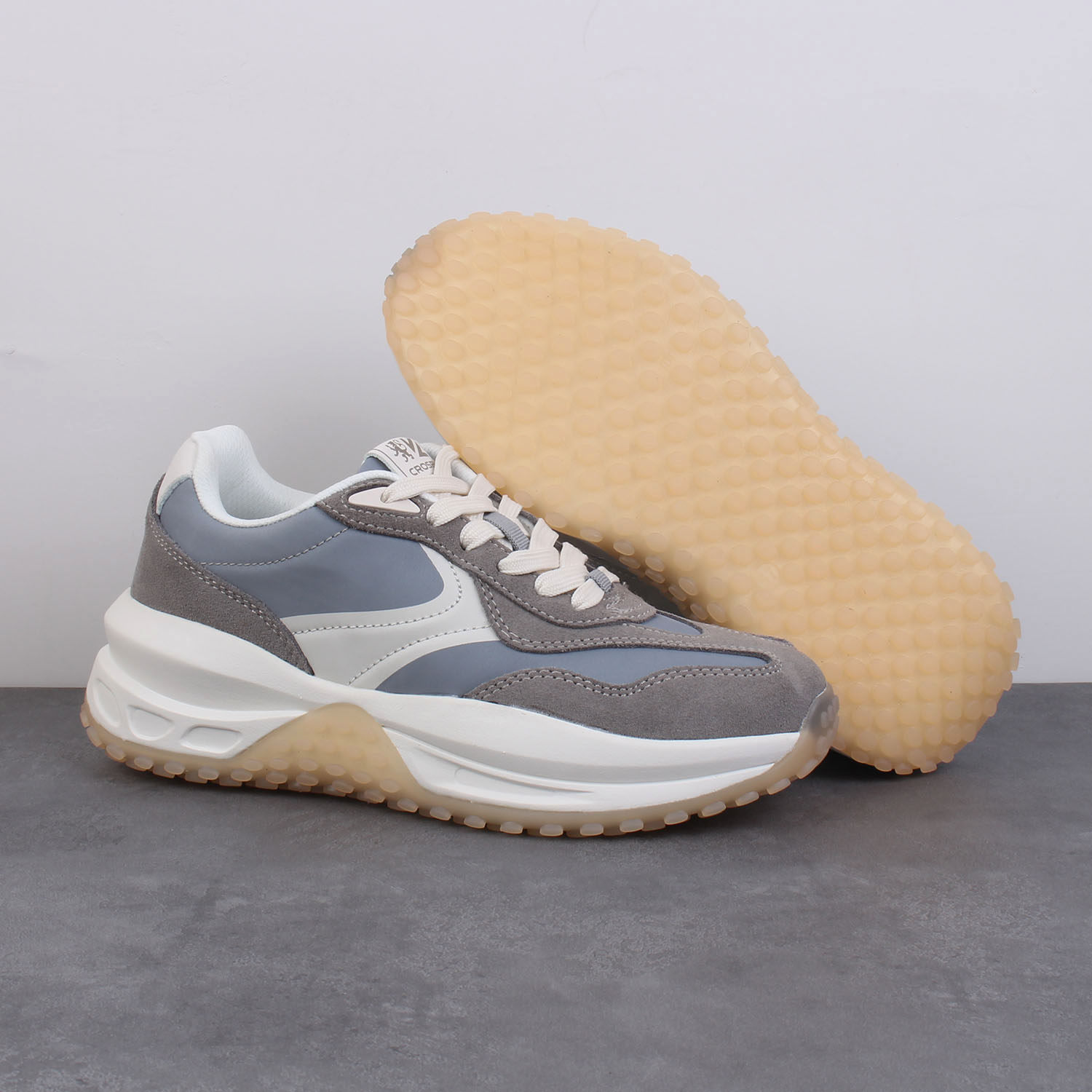 外贸原单女士网布透气休闲鞋复古老爹鞋低帮防滑耐磨真皮运动鞋女